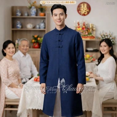 Áo Dài Cách Tân Nam 3 nút xẻ tà ADC153 - May sẵn Dự Tiệc Cưới Hỏi Lễ Tết