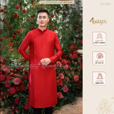 Áo dài cách tân nam Chaang ADC821 - Đỏ đen trắng hồng, may sẵn, đẹp chụp hình tiệc cưới, giảm giá 3