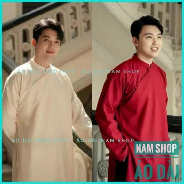 Áo Dài Cách Tân Nam Dáng Suông Ngũ Thân Dán Xưa Cài Cúc Chéo - Trẻ Trung, Thích Hợp Lễ Tết và Chụp Ảnh - 224.500 VND