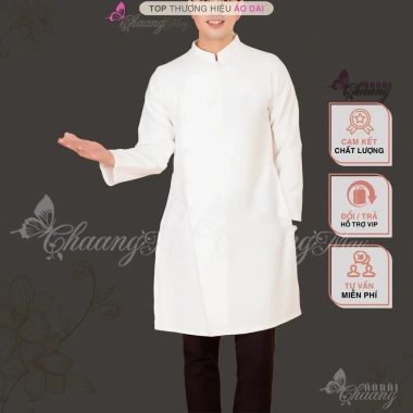 Áo dài cách tân nam đỏ Chaang May vải phom vestton dày dặn, tiệc cưới lễ tết ADC146 3