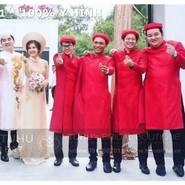 Áo dài cách tân nam đỏ Chaang May vải phom vestton dày dặn, tiệc cưới lễ tết ADC146 4