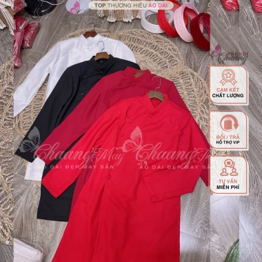 Áo dài cách tân nam đỏ Chaang May vải phom vestton dày dặn, tiệc cưới lễ tết ADC146 7
