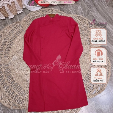 Áo dài cách tân nam đỏ Chaang May vải phom vestton dày dặn, tiệc cưới lễ tết ADC146 8