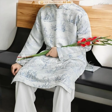 Áo dài cách tân nam gấm Chaang ADC149 - May sẵn, đẹp cho tiệc cưới, lễ Tết, chụp hình