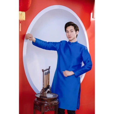 Áo dài cách tân nam gấm dệt tag cài, họa tiết thêu siêu sang - Giá 330.000đ