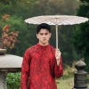 Áo dài cách tân nam gấm đính cúc đỏ Thu Hà TH25.47 - Giá ưu đãi 370.000 VND 5