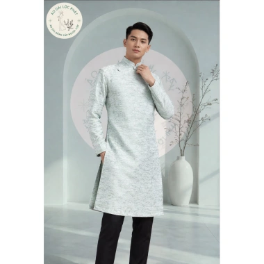 Áo Dài Cách Tân Nam Gấm Vân Nổi Lộc Phát - 600k, Giảm 500k, Sang Trọng