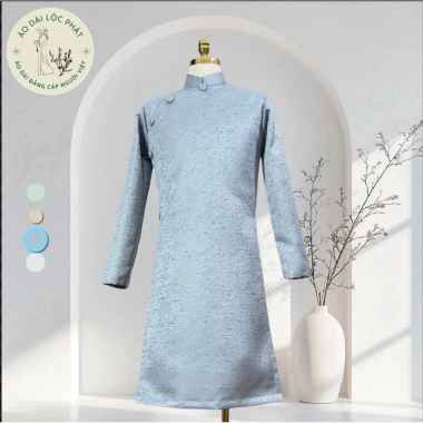 Áo Dài Cách Tân Nam Gấm Vân Nổi Lộc Phát - 600k, Giảm 500k, Sang Trọng