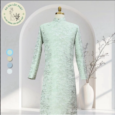 Áo Dài Cách Tân Nam Gấm Vân Nổi Lộc Phát - 600k, Giảm 500k, Sang Trọng