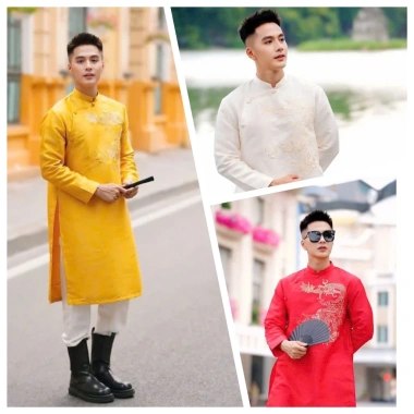 Áo dài cách tân nam tafta thêu cao cấp 3 màu - Áo dài nhà Cam C25.625 giảm còn 359.000 VND