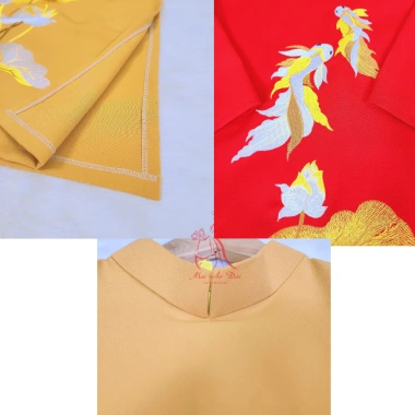 Áo dài cách tân nam truyền thống thêu hoa sen vàng - Hoàng Mai, size 50-105kg, giảm giá 399.000₫, phong cách sang trọng