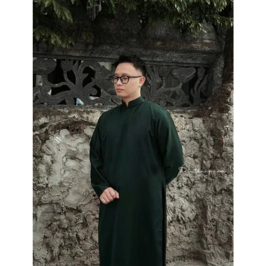 Áo Dài Cách Tân Nam Vải Tây Thi Vai Vuông Đệm Cầu Kéo Khóa Sau Ôm Form Chuẩn Đẹp Giá 279k 3