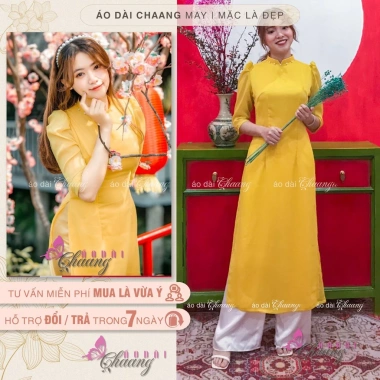 Áo Dài Cách Tân Nữ 4 Tà Lụa Tơ Ngọc Vàng Tay Vai Bồng Dự Tiệc Lễ Tết Giá 316.824₫ 6 Áo Dài Cách Tân Nữ 4 Tà Lụa Tơ Ngọc Vàng Tay Vai Bồng Dự Tiệc Lễ Tết Giá 316.824₫ 6
