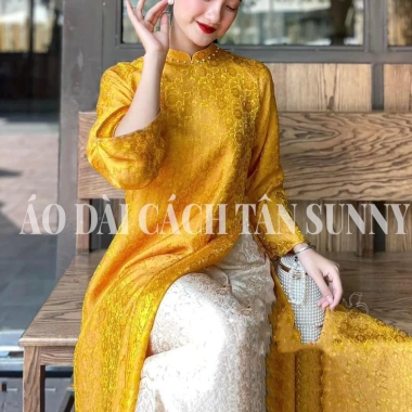 Áo dài cách tân nữ dáng suông chất gấm niên hoa – Độc đáo, sang trọng, đẹp, thiết kế tinh tế, phù hợp lễ tết, chụp hình – Giá 169k