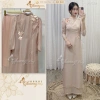 Áo Dài Cách Tân Nữ Tay Bồng Lụa Tơ Hồng Nude Ren Hoa Dự Tiệc Lễ Tết ADC338 3