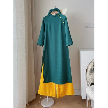 Áo dài cách tân nữ tết mấn ngọc nhung lụa – truyền thống, giá 255k, chất liệu mềm mại