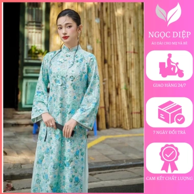 Áo Dài Cách Tân Quý Phái Màu Xanh Kim Sa Cao Cấp - Tết 2.026 - MB26.999 Giá 739k