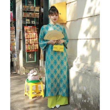 Áo dài cách tân suông Thọ Rơi gấm tơ tằm mềm rủ, chụp ảnh, lễ tết, cưới hỏi – 126k