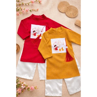 Áo dài cách tân Tết 2.026 họa tiết em bé bên cây Mai cho bé 8‑28kg - Giá ưu đãi 109k, thiết kế hiện đại, thoáng mát, phù hợp cả bé trai và bé gái 5 Áo dài cách tân Tết 2.026 họa tiết em bé bên cây Mai cho bé 8‑28kg - Giá ưu đãi 109k, thiết kế hiện đại, thoáng mát, phù hợp cả bé trai và bé gái 5