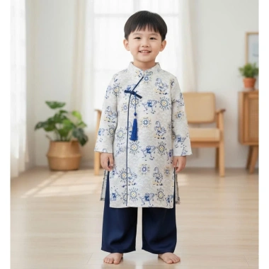 Áo dài cách tân Tết cho bé trai - Thiết kế hiện đại, chất liệu thoáng mát, phong cách trẻ trung, giá chỉ 115.000 VNĐ, khuyến mãi ưu đãi