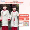 Áo dài cách tân Tết trẻ em 10-30kg họa tiết ngộ nghĩnh, vải mềm mịn, giảm 128k