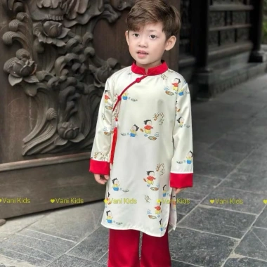Áo dài cách tân Tết trẻ em 10-30kg họa tiết ngộ nghĩnh, vải mềm mịn, giảm 128k 4 Áo dài cách tân Tết trẻ em 10-30kg họa tiết ngộ nghĩnh, vải mềm mịn, giảm 128k 4
