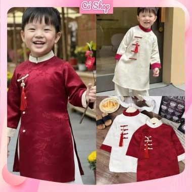 Áo dài cách tân Thiên Bảo cúc đũa cho bé trai lễ tết không kèm quần – thiết kế hiện đại, đẹp sang, đồ lễ hội, giá ưu đãi 99.900₫ 2