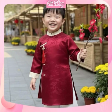 Áo dài cách tân Thiên Bảo cúc đũa cho bé trai lễ tết không kèm quần – thiết kế hiện đại, đẹp sang, đồ lễ hội, giá ưu đãi 99.900₫ 3
