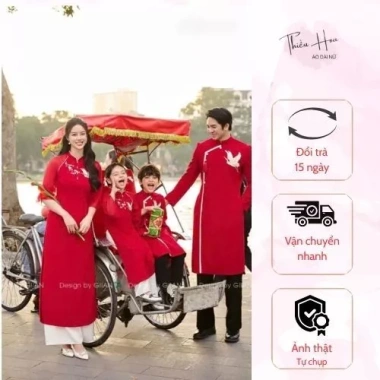 Áo dài cách tân Thiều Hoa màu đỏ tafta cao cấp, óng đẹp, chuẩn form, độc quyền thiết kế, phù hợp mọi dịp - Ưu đãi giảm giá, giá chỉ 170.000₫