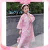 Áo dài cách tân tơ nổi hoa trắng + quần lụa xuông + bờm cho bé gái - Giá ưu đãi 50.000₫ Lễ Tết Set hoàn chỉnh 5