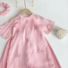 Áo dài cách tân tơ thêu hồng RIOKIDS cho bé gái 4-28kg Lễ Tết du Xuân chụp hình AD36 giá 229k 3