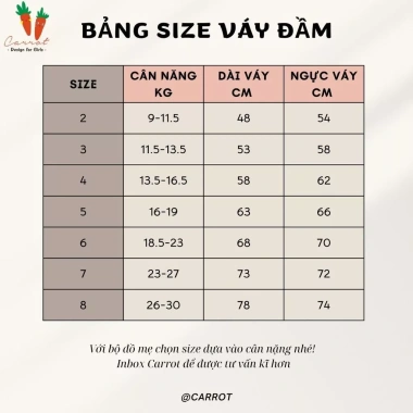 Áo Dài Carrot cho Bé Gái, tafta lụa thoáng mát, cổ tết, size 9‑30kg, giá 318k