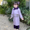 Áo dài Cát Tường gấm vân hoa, quần lụa cho bé gái, Tặng Khăn Tuban, Lễ Tết 7-35kg 7