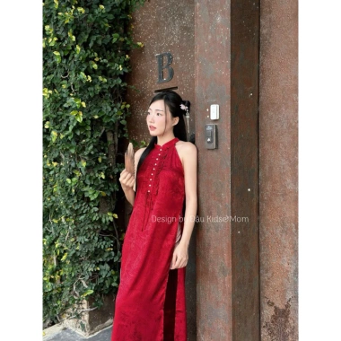 Áo dài Cát Tường mẹ & bé kèm quần hồng - Tết & Trung Thu bé gái Đậu Kids&Mom 330k 6