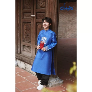 Áo dài Chippo Minh Long cách tân bé trai 7‑16 tuổi size 22‑60kg, giảm còn 285k đón Tết