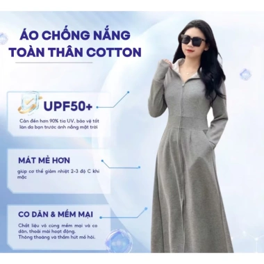 Áo dài chống nắng nữ dáng dài toàn thân chất UMI dày dặn, mềm mát, co giãn thoải mái - Giá chỉ 150.000 VND