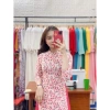 Áo dài cúc họa mi CHAANG May sẵn, hoa nhí hồng đỏ, cổ vuông, tay lỡ - 207.468₫ 8