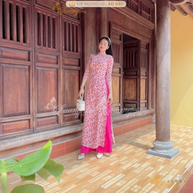 Áo dài cúc họa mi hoa nhí Chaang lụa cổ vuông tay lỡ - Thiết kế truyền thống, hoàn hảo tiệc lễ tết ADC025 94.194₫