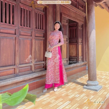 Áo dài cúc họa mi hoa nhí Chaang lụa cổ vuông tay lỡ - Thiết kế truyền thống, hoàn hảo tiệc lễ tết ADC025 94.194₫