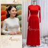 Áo dài cưới đẹp Chaang ADC576 may sẵn 4 tà cổ tròn gấm tơ cao cấp – Giá ưu đãi 458.000₫