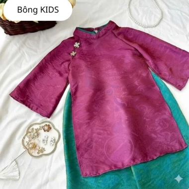 Áo dài Diệu Lam bé gái 8-35kg chất liệu tơ ánh kim cao cấp, giảm giá 350.000đ