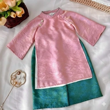 Áo dài Diệu Lam bé gái 8-35kg chất liệu tơ ánh kim cao cấp, giảm giá 350.000đ