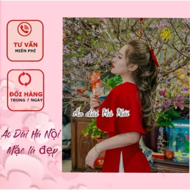 Áo dài đỏ tết 2.024 cách điệu tay choàng tiểu thư - Giá ưu đãi 90k | Áo Dài Hà Nội 5 Áo dài đỏ tết 2.024 cách điệu tay choàng tiểu thư - Giá ưu đãi 90k | Áo Dài Hà Nội 5