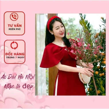 Áo dài đỏ tết 2.024 cách điệu tay choàng tiểu thư - Giá ưu đãi 90k | Áo Dài Hà Nội 8 Áo dài đỏ tết 2.024 cách điệu tay choàng tiểu thư - Giá ưu đãi 90k | Áo Dài Hà Nội 8