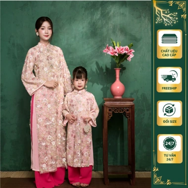 Áo Dài Đôi Mẹ Bé Gái Dáng Nam Quý Phái - Set Đồ Đôi Tết Lễ Hội Giá Ưu Đãi 595k