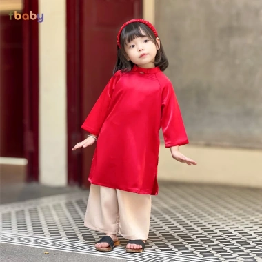 Áo Dài Fbaby trẻ em trơn cao cấp, mềm mại, phù hợp Tết, đi chơi, sự kiện - giảm 23% 2