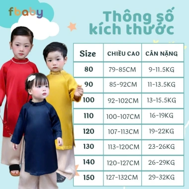 Áo Dài Fbaby trẻ em trơn cao cấp, mềm mại, phù hợp Tết, đi chơi, sự kiện - giảm 23% 9