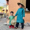 Áo dài gấm cách tân cho bé trai - Hoa văn cổ điển Á Đông, không kèm quần, giá ưu đãi 189k 3