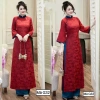 Áo dài gấm đỏ dáng ôm đa size - Thiết kế Tết 2.025, giảm giá đặc biệt 94.800₫