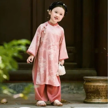 Áo Dài Gấm Hòng Cổ Điển Size 10-30kg Cho Bé Gái - Mặc Tết Giá Ưu Đãi 190k